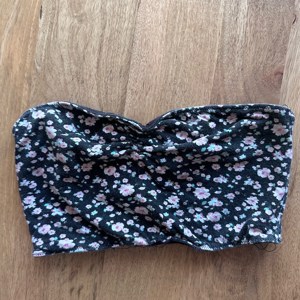 Reversible Bandeau top, black & floral
